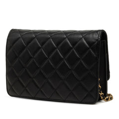 シャネル ココマーク マトラッセ チェーン ウォレット ショルダーバッグ ブラック ゴールド ラムスキン レディース CHANEL 中古