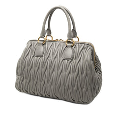 ミュウミュウ マテラッセ ハンドバッグ ショルダーバッグ 2WAY RLN061 グレー レザー レディース MIUMIU 【中古】