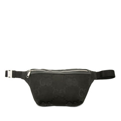 グッチ ジャンボGG ボディバッグ ウエストバッグ 696031 ブラック キャンバス レザー メンズ GUCCI 【中古】