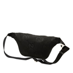 グッチ ジャンボGG ボディバッグ ウエストバッグ 696031 ブラック キャンバス レザー メンズ GUCCI 【中古】