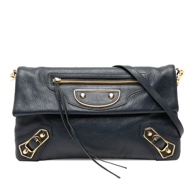 バレンシアガ エンベロープ ショルダーバッグ クラッチ 2WAY 390167 ネイビー レザー レディース BALENCIAGA 【中古】