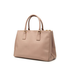 プラダ 三角ロゴプレート サフィアーノ ガレリア ハンドバッグ 2WAY ショルダーバッグ ピンク ベージュ レザー レディース PRADA 中古
