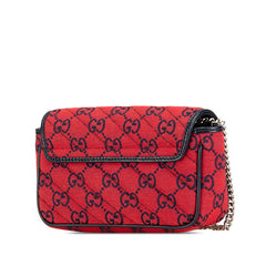 グッチ GGキャンバス GGマーモント チェーンショルダーバッグ 661332 レッド ネイビー キャンバス レザー レディース GUCCI 【中古】
