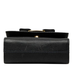 サルヴァトーレフェラガモ ヴァラ リボン ミニ チェーン ショルダーバッグ AQ-213202 ネイビー レザー レディース Salvatore Ferragamo 中古