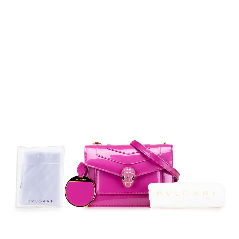 ブルガリ セルペンティフォーエバー チェーン ショルダーバッグ ショッキングピンク エナメル レザー レディース BVLGARI 【中古】