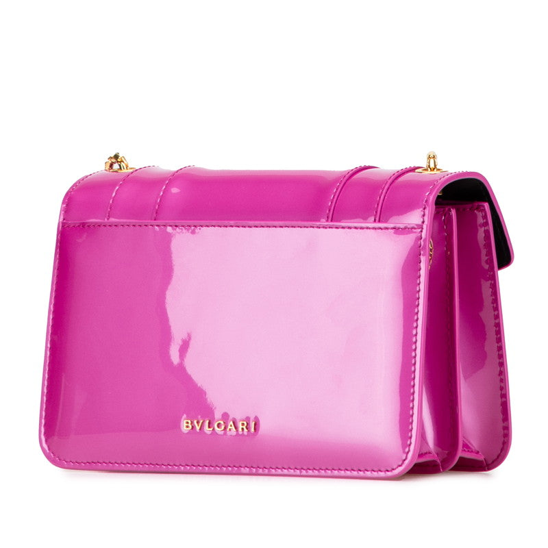 ブルガリ セルペンティフォーエバー チェーン ショルダーバッグ ショッキングピンク エナメル レザー レディース BVLGARI 【中古】