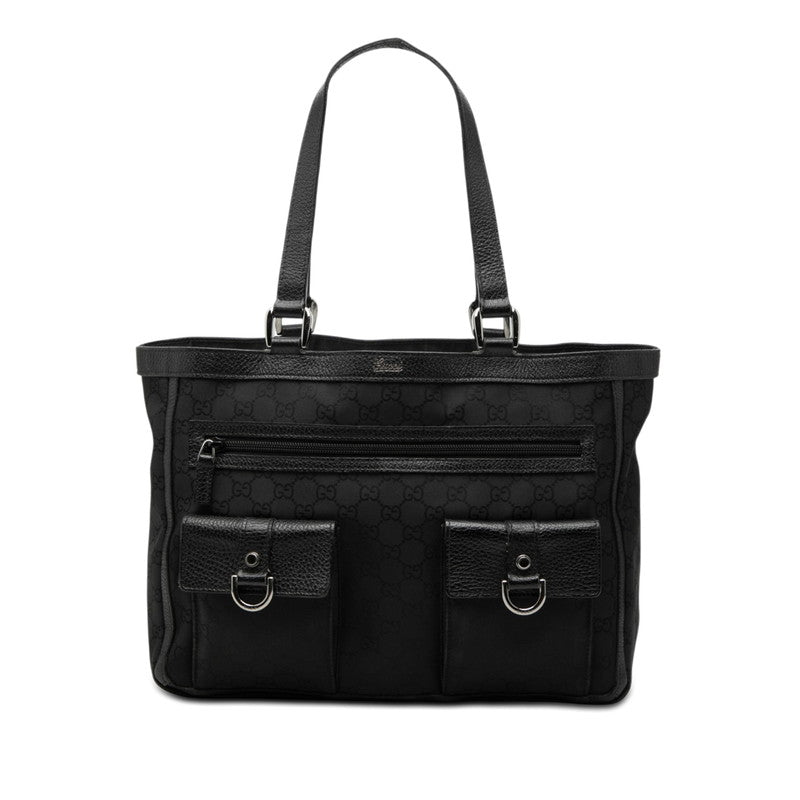グッチ GGナイロン ハンドバッグ トートバッグ 268639 ブラック ナイロン レザー レディース GUCCI 【中古】