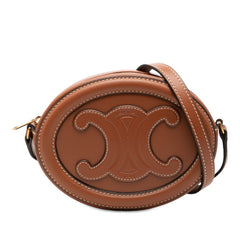 セリーヌ トリオンフ オーバルパース キュイル 斜め掛け ショルダーバッグ ブラウン レザー レディース CELINE 【中古】