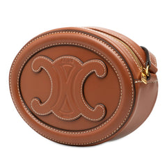 セリーヌ トリオンフ オーバルパース キュイル 斜め掛け ショルダーバッグ ブラウン レザー レディース CELINE 【中古】