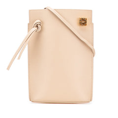 ロエベ アナグラム ダイス ポケット 斜め掛け ショルダーバッグ ベージュ レザー レディース LOEWE 【中古】