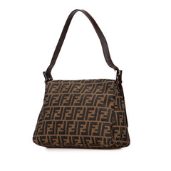 フェンディ ズッカ マンマバケット ハンドバッグ ワンショルダーバッグ 26325 ブラウン キャンバス レザー レディース FENDI 【中古】