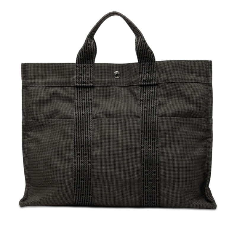 エルメス エールラインMM トートバッグ ハンドバッグ グレー キャンバス レディース HERMES 【中古】