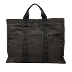 エルメス エールラインMM トートバッグ ハンドバッグ グレー キャンバス レディース HERMES 【中古】