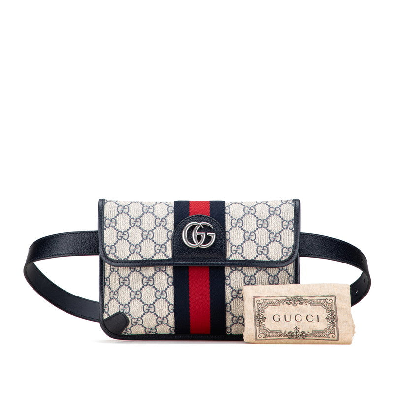 グッチ GGスプリーム オフィディア ウエストバッグ ボディバッグ 674081 ベージュ ネイビー PVC レザー レディース GUCCI 【中古】