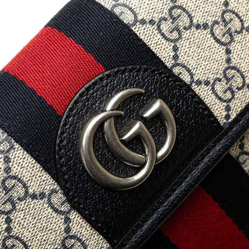 グッチ GGスプリーム オフィディア ウエストバッグ ボディバッグ 674081 ベージュ ネイビー PVC レザー レディース GUCCI 【中古】