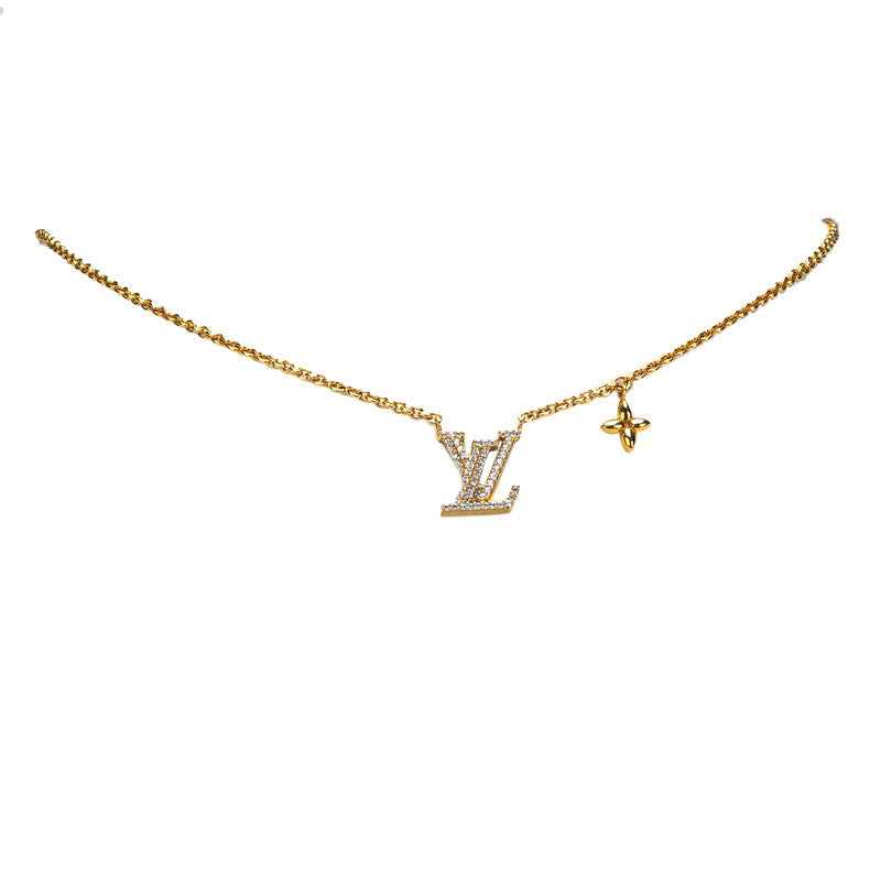 ルイ ヴィトン コリエ LVアイコニック ラインストーン ネックレス M00596 ゴールド メッキ レディース LOUIS VUITTON 【中古】