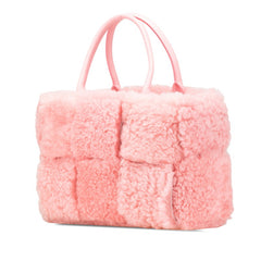 ボッテガヴェネタ マキシイントレチャート アルコ ハンドバッグ ピンク ムートン レザー レディース BOTTEGAVENETA 中古