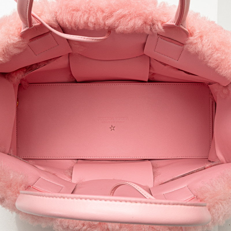 ボッテガヴェネタ マキシイントレチャート アルコ ハンドバッグ ピンク ムートン レザー レディース BOTTEGAVENETA 【中古】