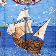 エルメス カレ90 Christophe Colomb decouvre 1 Amerique 12 Octobre 1492 コロンブス アメリカ大陸発見 スカーフ 大判 ブルー系 マルチカラー シルク レディース HERMES 【中古】