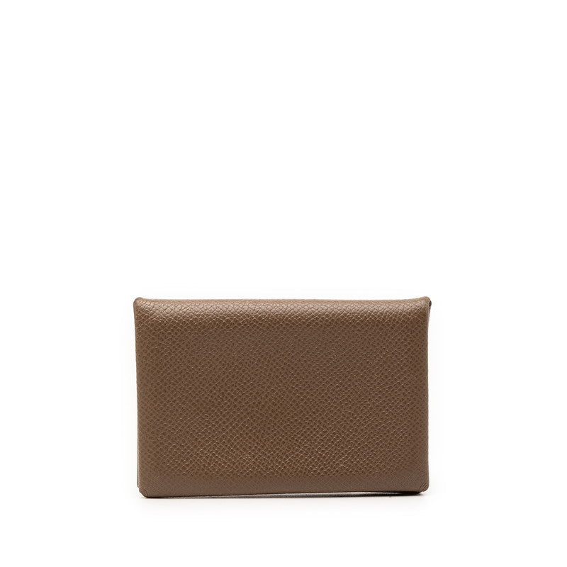 エルメス カルヴィ カードケース 名刺入れ エトゥープ グレージュ ヴォーエプソン レディース HERMES 【中古】