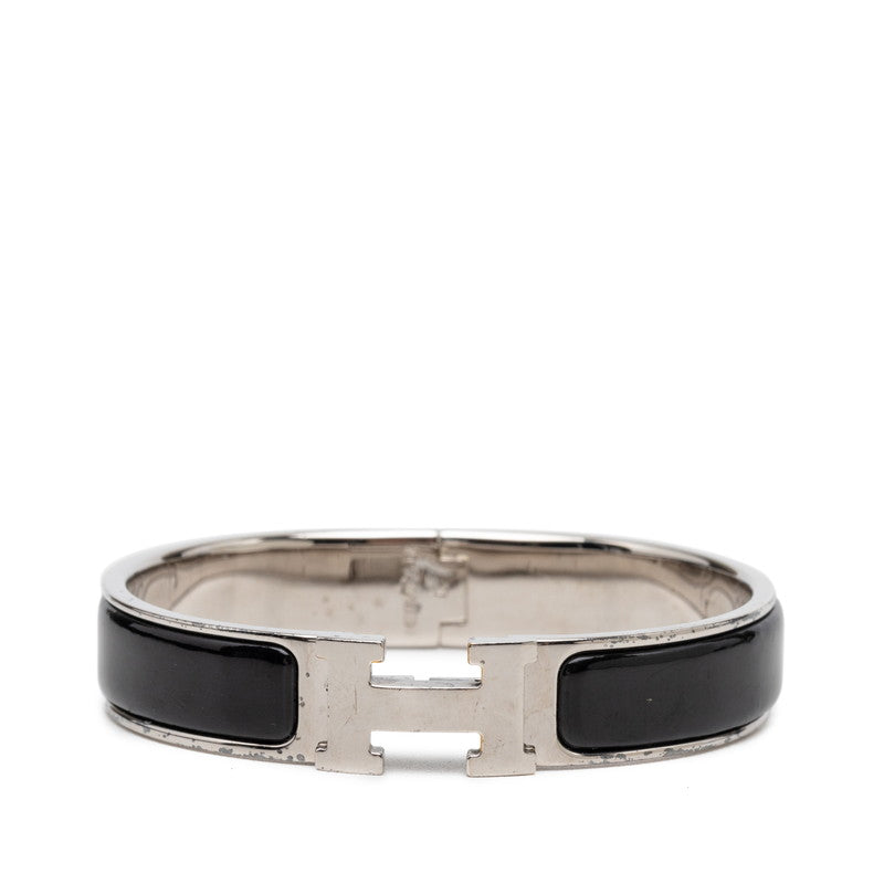 エルメス クリックH PM バングル シルバー ブラック メタル エナメル レディース HERMES 【中古】