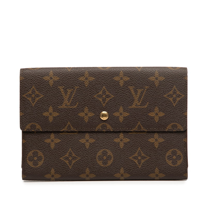 ルイ ヴィトン モノグラム ポシェット パスポール 三つ折り財布 M60135 ブラウン PVC レザー レディース LOUIS VUITTON 【中古】