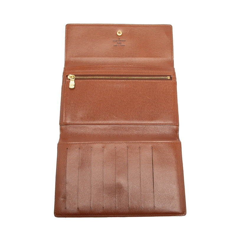 ルイ ヴィトン モノグラム ポシェット パスポール 三つ折り財布 M60135 ブラウン PVC レザー レディース LOUIS VUITTON 【中古】