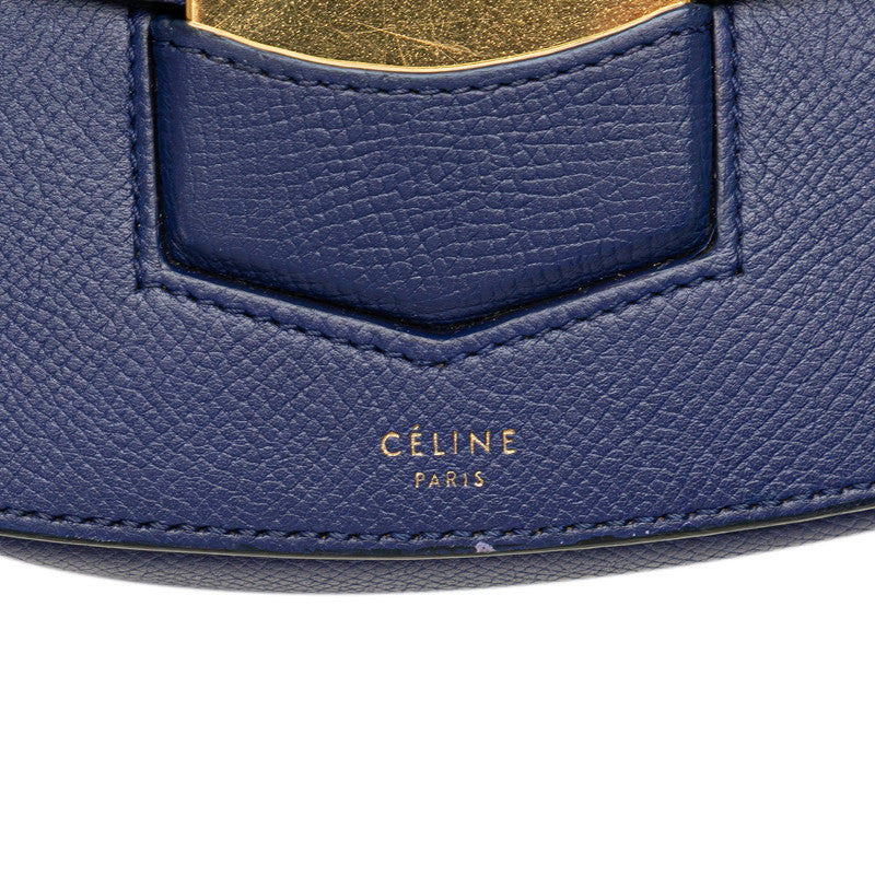 セリーヌ トロッター 斜め掛け ショルダーバッグ ブルー レザー レディース CELINE 【中古】