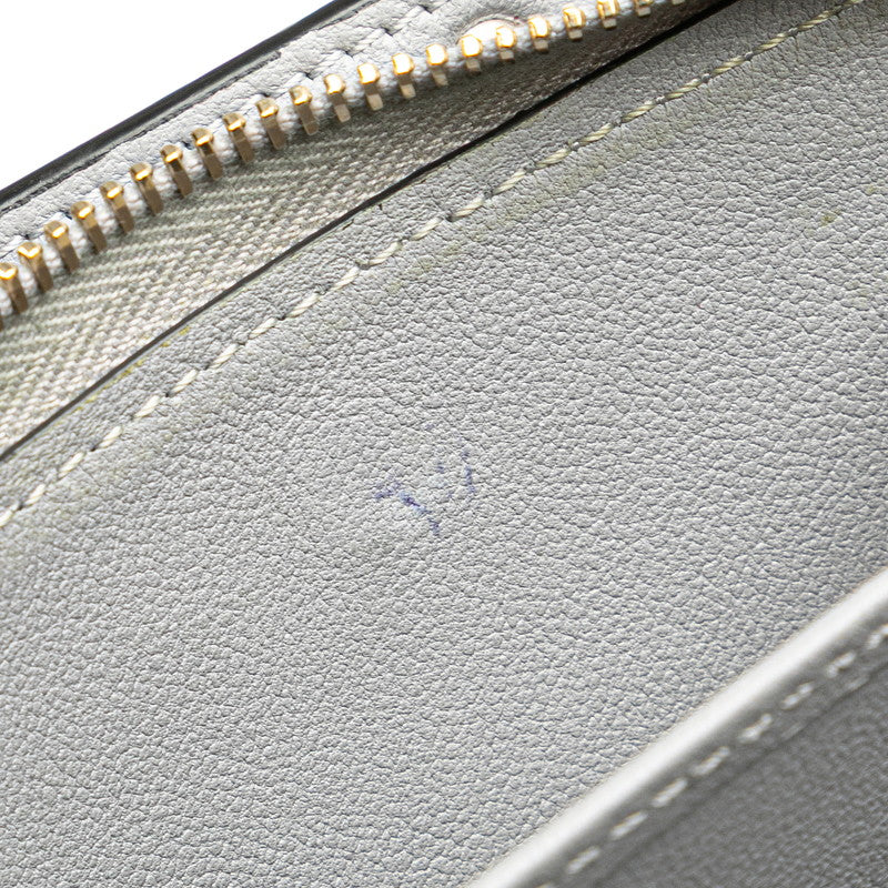 ヴァレンティノ ロックスタッズ ラウンドファスナー 二つ折り財布 グレー レザー レディース VALENTINO 【中古】