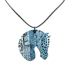 エルメス タッタソールGM ジャングルラブレインボー ネックレス ブルー ブラック プラスチック レディース HERMES 【中古】