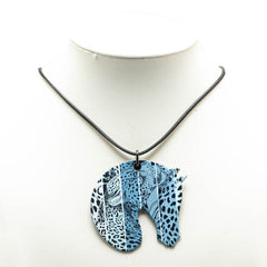 エルメス タッタソールGM ジャングルラブレインボー ネックレス ブルー ブラック プラスチック レディース HERMES 【中古】