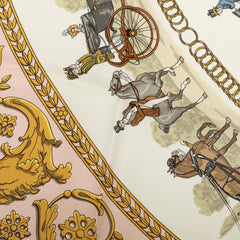 エルメス カレ90 ロンシャンへの散歩 La Promenade de Longchamps スカーフ ピンク系 マルチカラー シルク レディース HERMES 中古