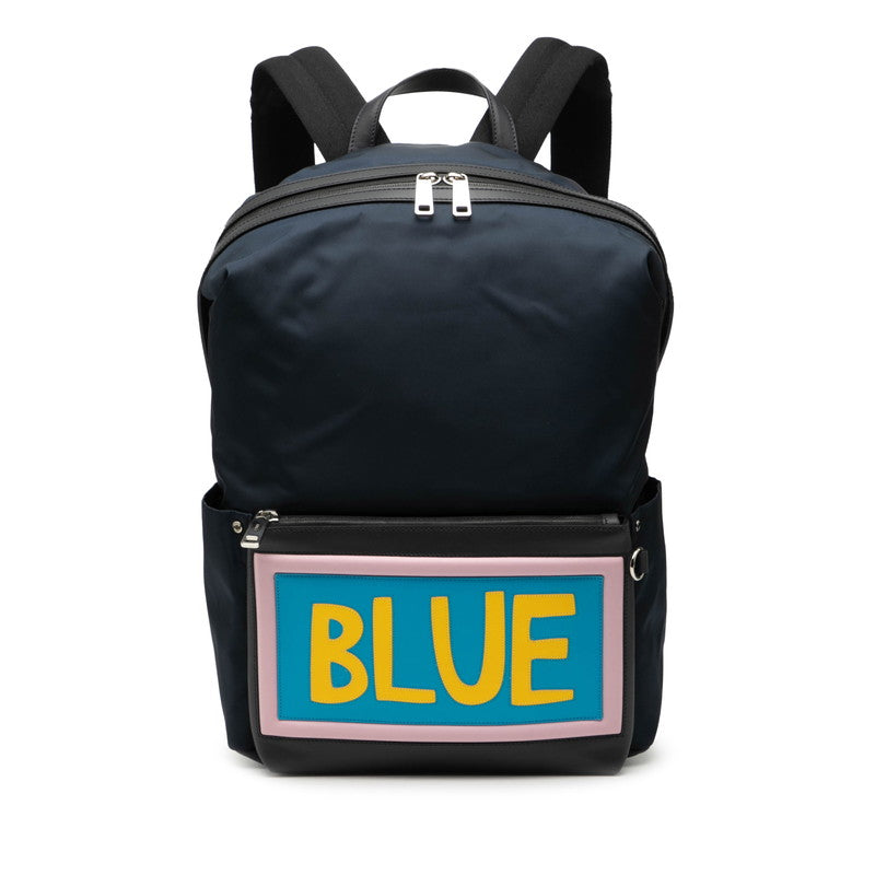 フェンディ BLUE ボキャブラリー リュック バックパック 7VZ035 ネイビー マルチカラー ナイロン レザー レディース FENDI 【中古】