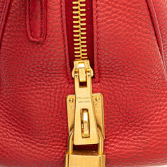 プラダ 三角ロゴプレート ミニボストンバッグ ショルダーバッグ 2WAY レッド レザー レディース PRADA 【中古】