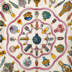 エルメス カレ90 Qu importe le flacon 香水瓶 スカーフ ライトブルー マルチカラー シルク レディース HERMES 【中古】