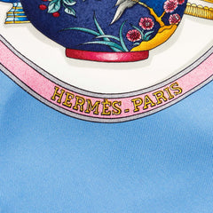 エルメス カレ90 Qu importe le flacon 香水瓶 スカーフ ライトブルー マルチカラー シルク レディース HERMES 【中古】