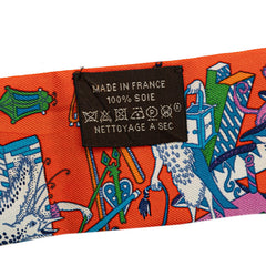 エルメス ツイリー LA FOLLE PARADE ラ フォル パラード スカーフ オレンジ マルチカラー シルク レディース HERMES 【中古】