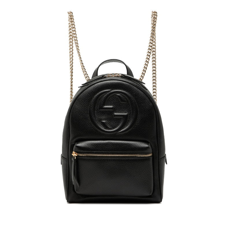 グッチ インターロッキングG ソーホー チェーン リュック バックパック 536192 ブラック レザー レディース GUCCI 【中古】