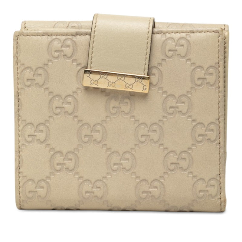 グッチ グッチシマ Wホック 二つ折り財布 212090 アイボリー ホワイト レザー レディース GUCCI 中古