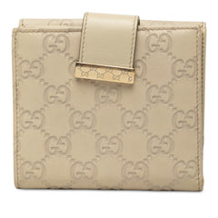 グッチ グッチシマ Wホック 二つ折り財布 212090 アイボリー ホワイト レザー レディース GUCCI 中古