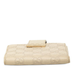 グッチ グッチシマ Wホック 二つ折り財布 212090 アイボリー ホワイト レザー レディース GUCCI 中古