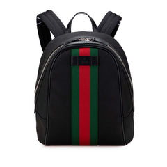 グッチ シェリーライン リュック バッグパック 630917 ブラック キャンバス レザー レディース GUCCI 【中古】