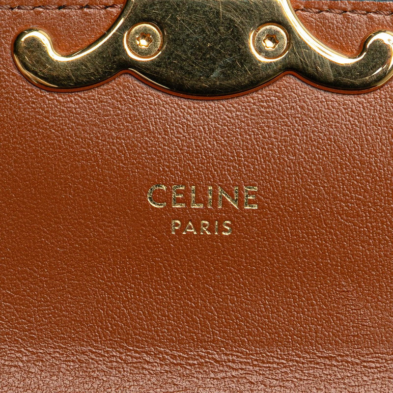 セリーヌ トリオンフ ミニ クロード ショルダーバッグ ブラウン PVC レザー レディース CELINE 【中古】