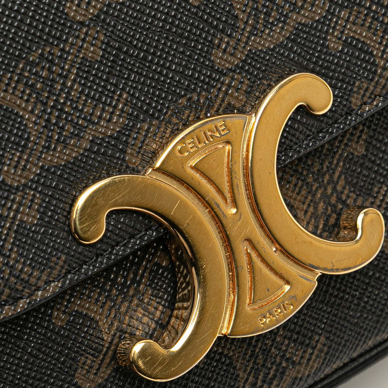 セリーヌ トリオンフ ミニ クロード ショルダーバッグ ブラウン PVC レザー レディース CELINE 【中古】