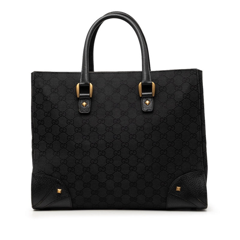 グッチ GGキャンバス トートバッグ ハンドバッグ 120897 ブラック キャンバス レザー レディース GUCCI 【中古】