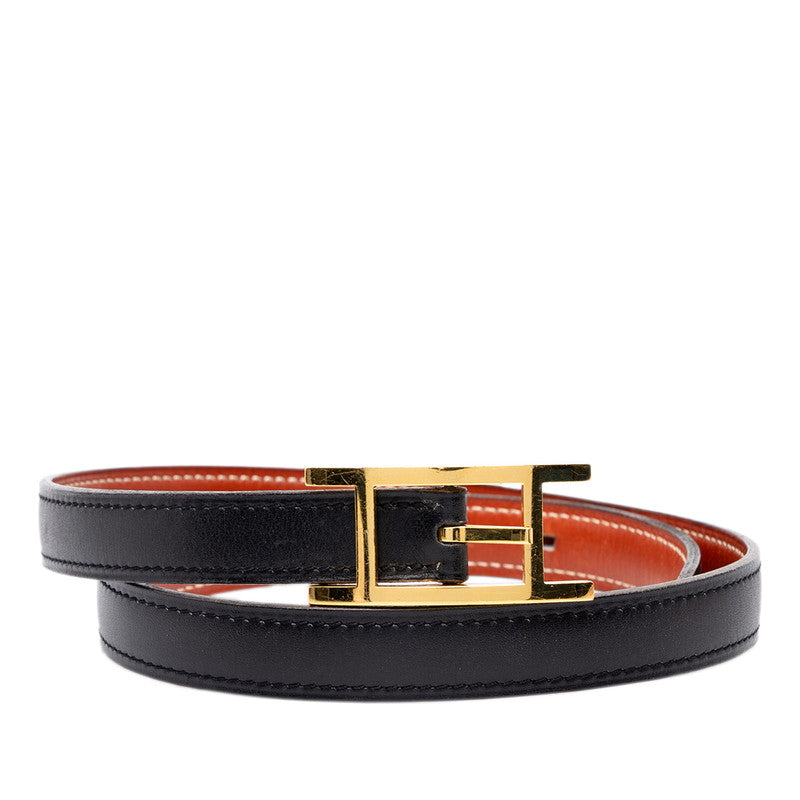 エルメス アピ リバーシブル ベルト 刻印□A サイズ65 ブラック ゴールド レザー レディース HERMES 中古