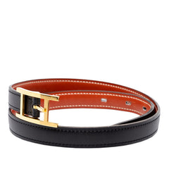 エルメス アピ リバーシブル ベルト 刻印□A サイズ65 ブラック ゴールド レザー レディース HERMES 中古