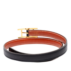 エルメス アピ リバーシブル ベルト 刻印□A サイズ65 ブラック ゴールド レザー レディース HERMES 中古