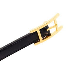 エルメス アピ リバーシブル ベルト 刻印□A サイズ65 ブラック ゴールド レザー レディース HERMES 中古