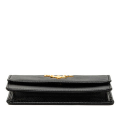 プラダ ロゴ カードケース 名刺入れ ブラック サフィアーノレザー レディース PRADA 【中古】